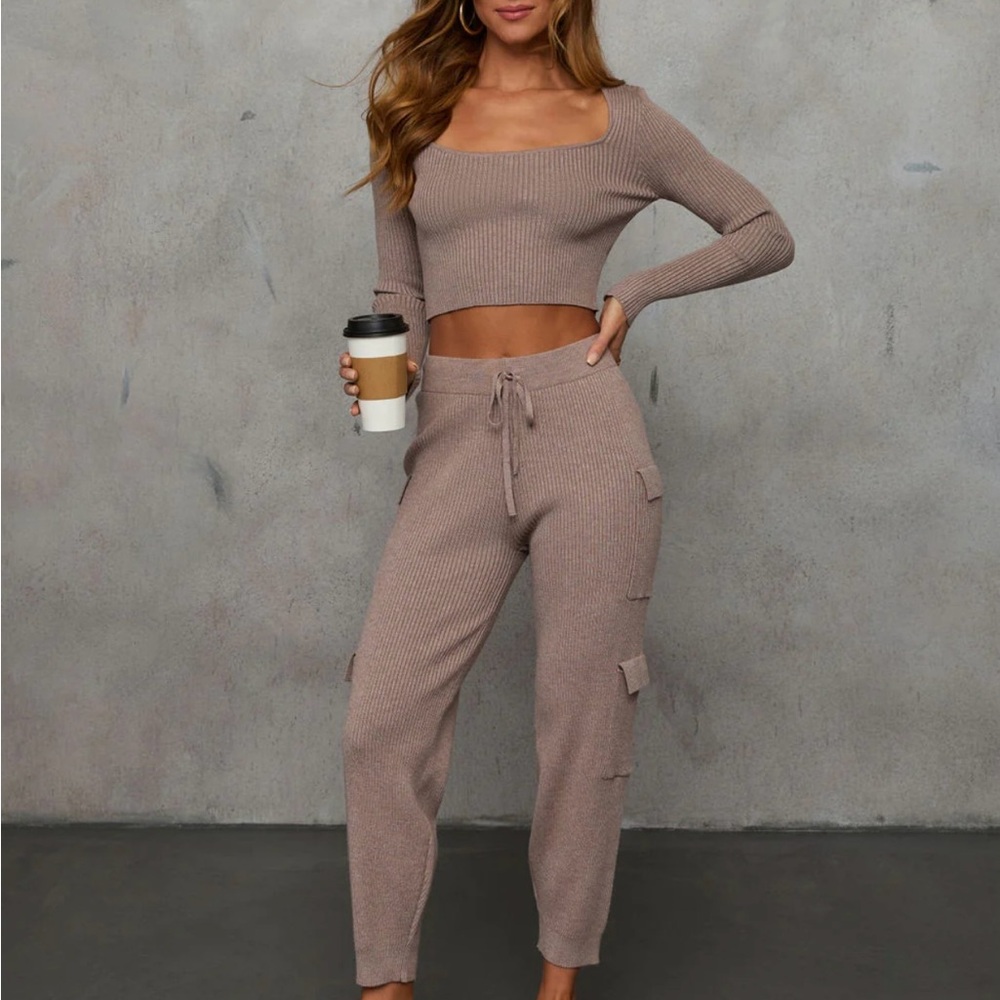 Vici Collection Jude Ribbed Knit Set in Mocha